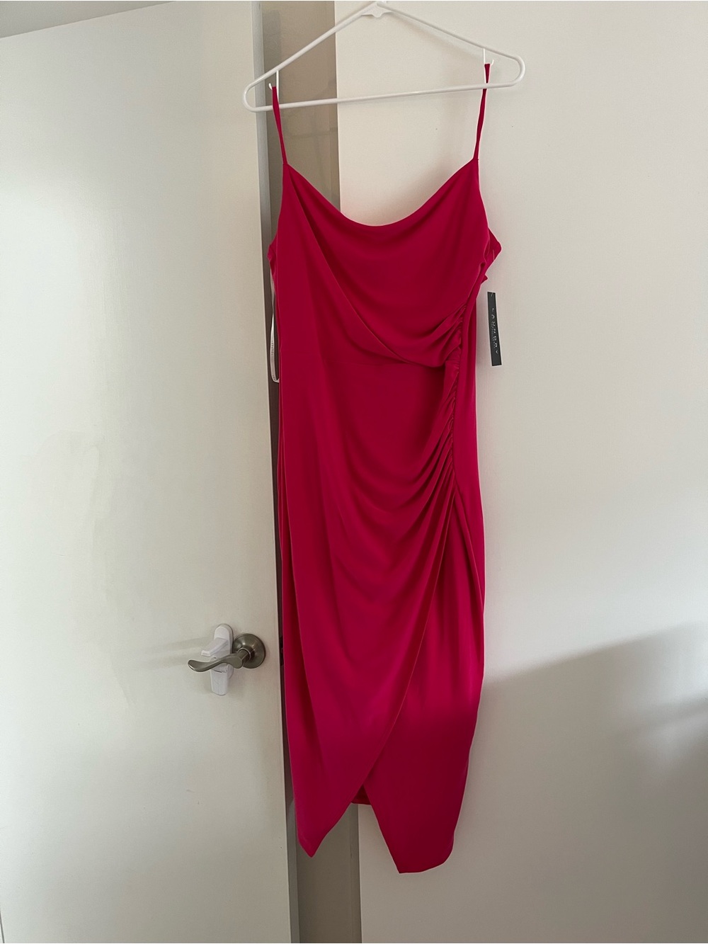 Laundry By Shelli Segal Hot Pink Cowl Neck Midi Slip Dress